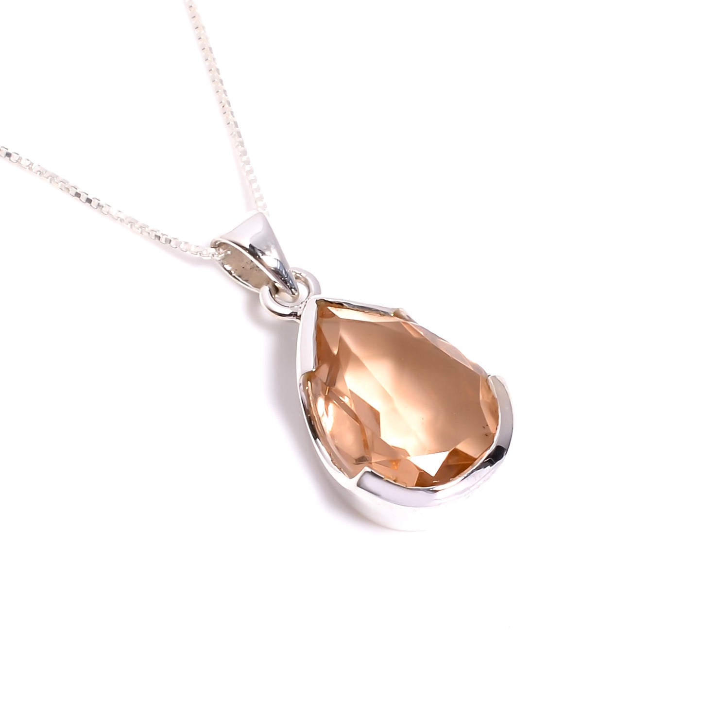 Morganite Necklace Sterling Silver 925