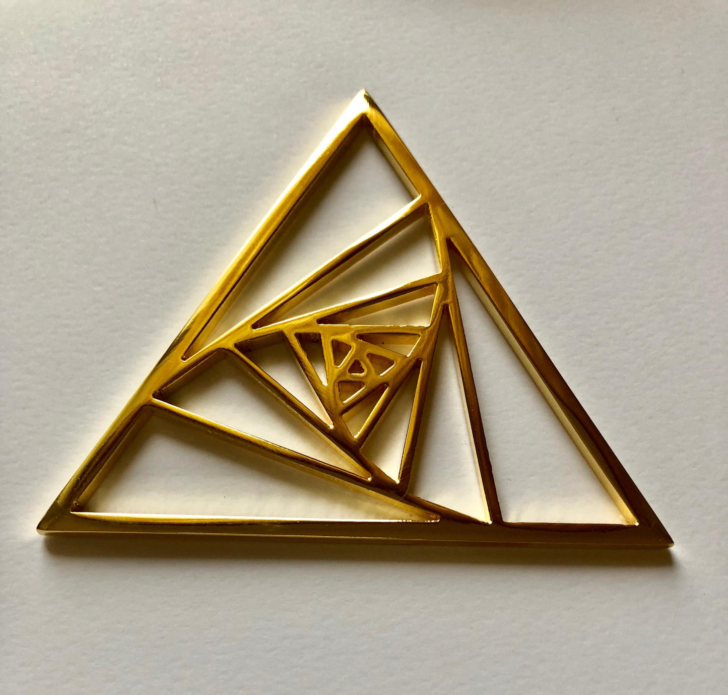 Spiralling Equilateral Triangles Gold 24k Gold Plated