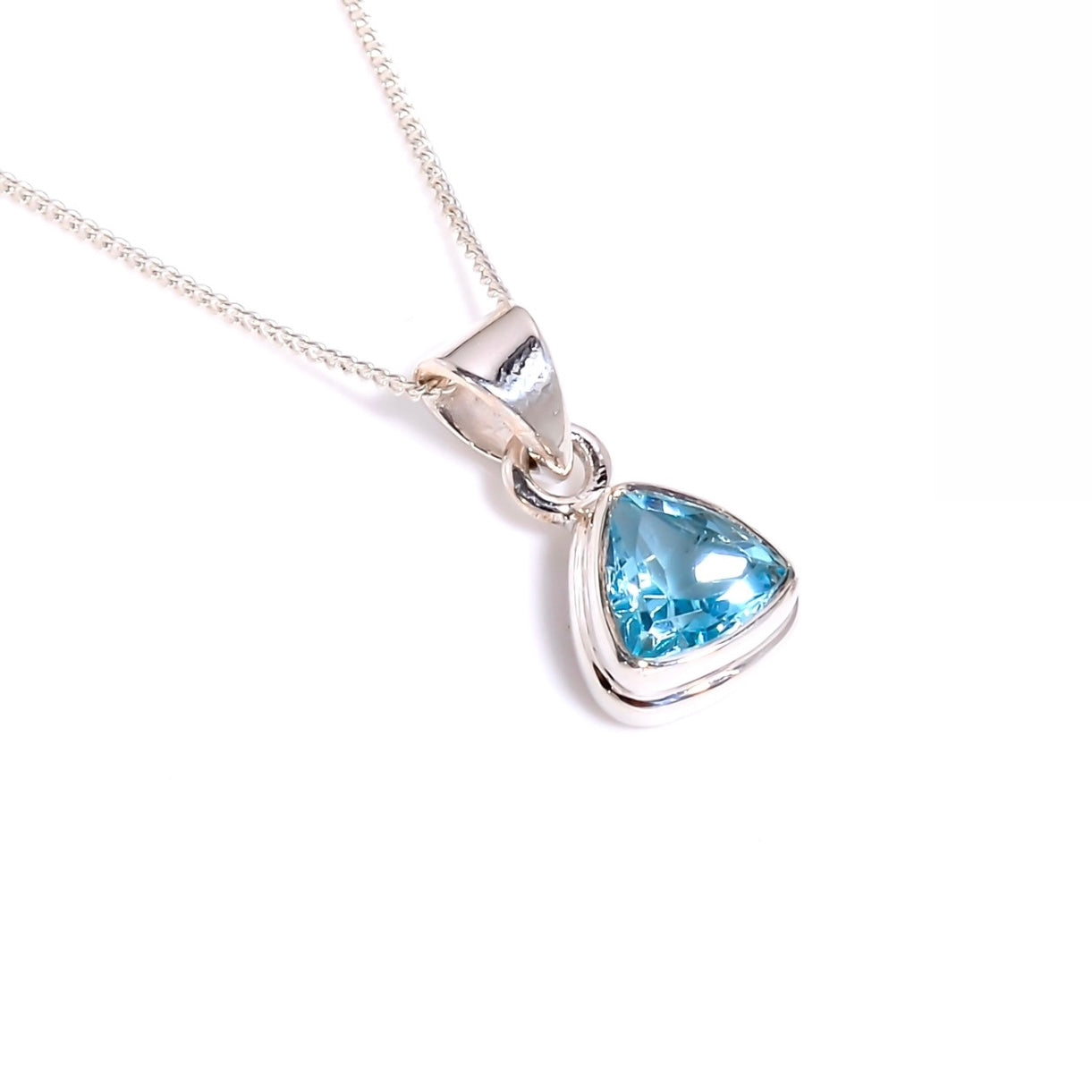 Blue Topaz Necklace Sterling Silver 925