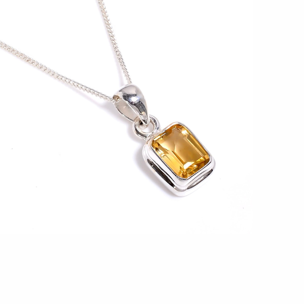 Citrine Necklace Sterling Silver 925