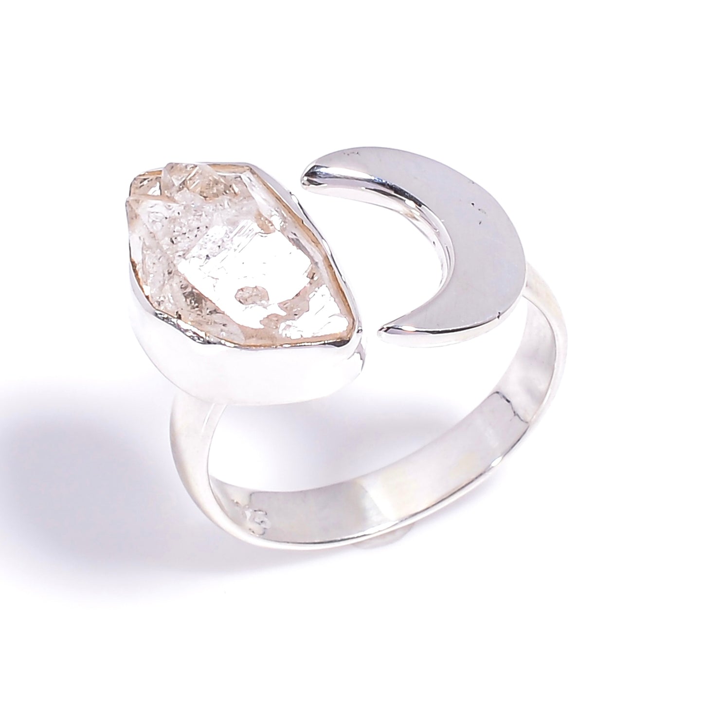 Raw Herkimer Diamond Ring Sterling Silver 925