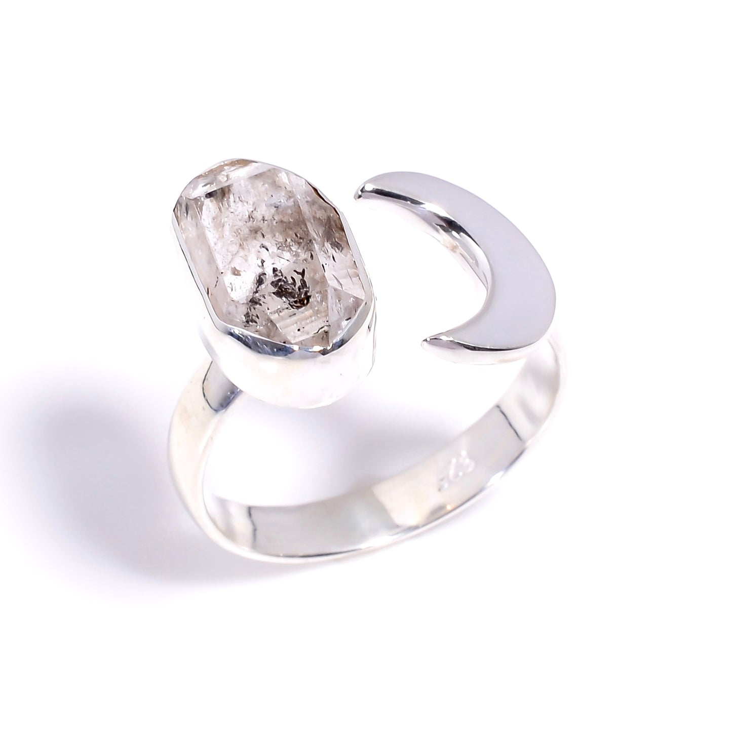 Raw Herkimer Diamond Ring Sterling Silver 925