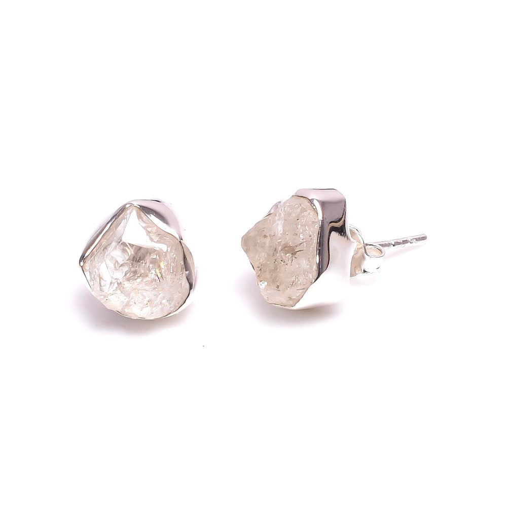 Raw Herkimer Diamond Earrings Sterling Silver 925