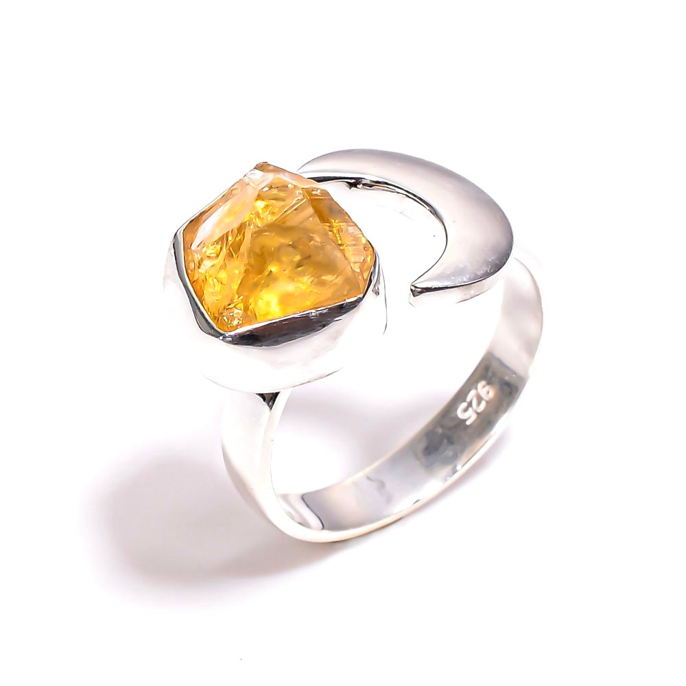 Citrine Crescent Moon Sterling Silver 925
