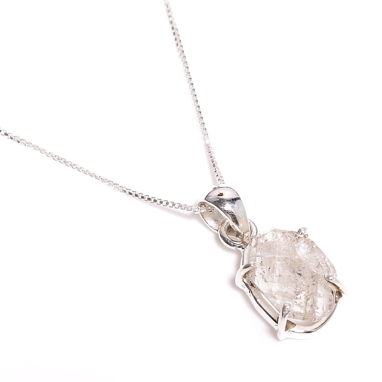 Raw Herkimer Diamond Necklace Sterling Silver 925