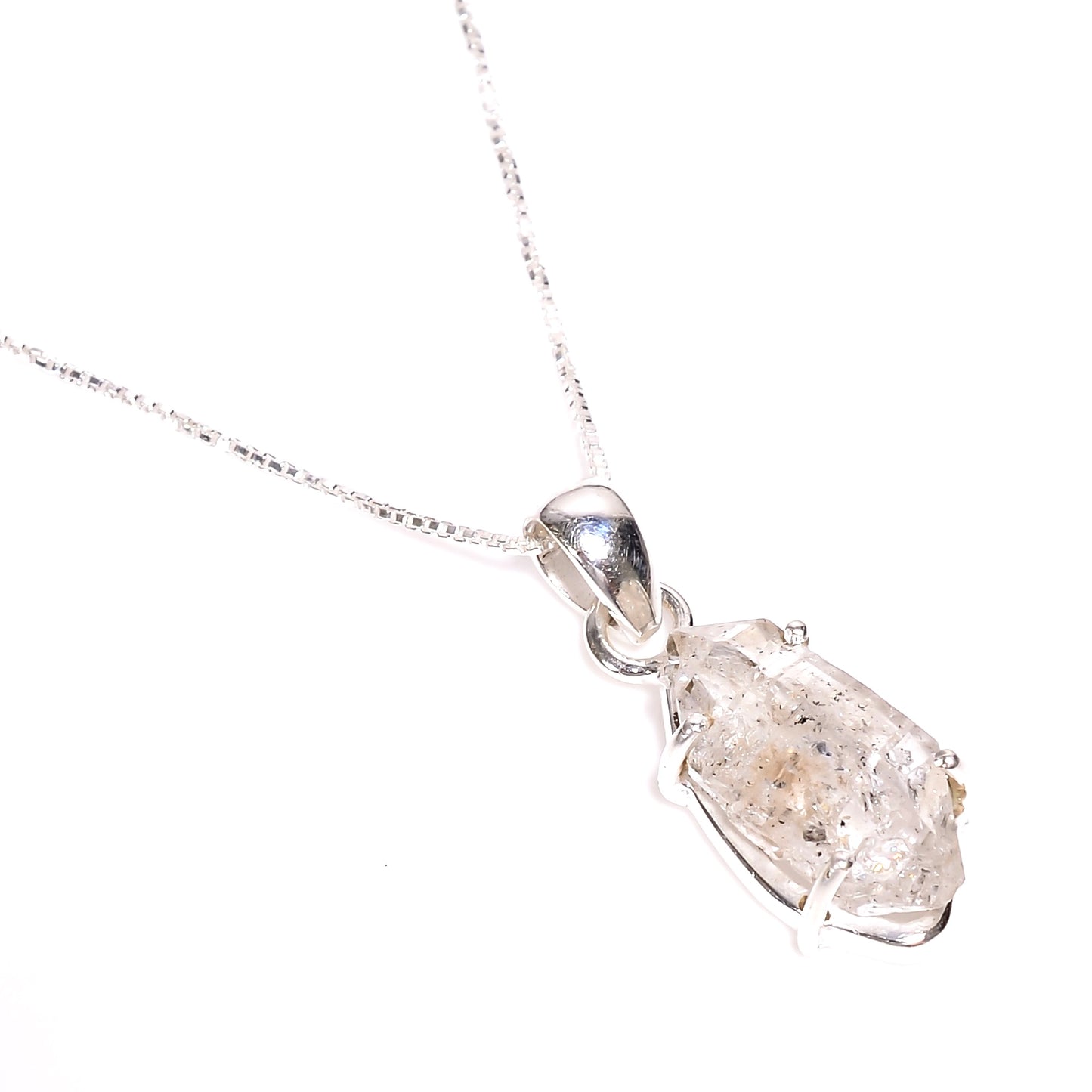 Raw Herkimer Diamond Necklace Sterling Silver 925