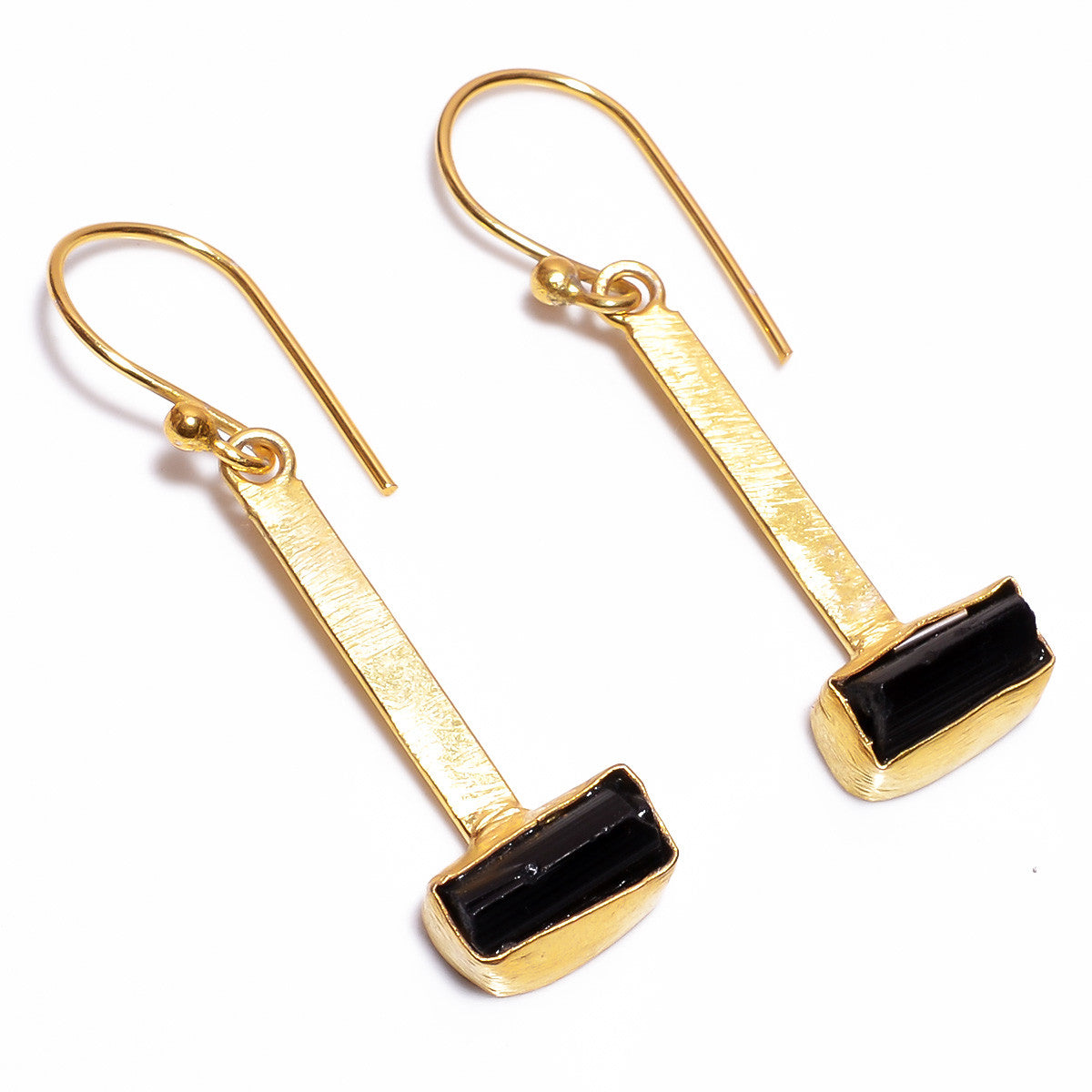 Raw Black Tourmaline Earrings