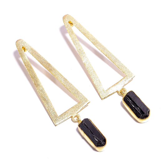 Raw Black Tourmaline Earrings