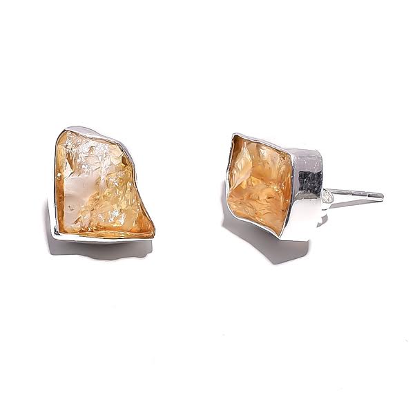 Raw Citrine Earrings Sterling Silver 925 - healingenergytools