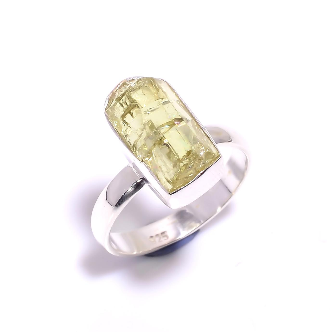 Raw Yellow Apatite Ring Sterling Silver 925