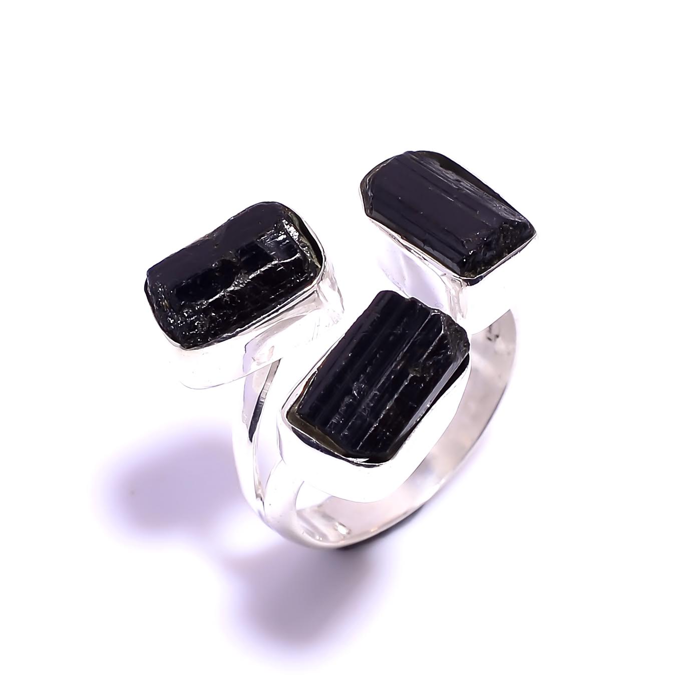 Raw Black Tourmaline Ring Steriling Silver 925 - healingenergytools