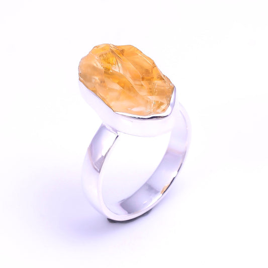 Raw Citrine Ring Sterling Silver 925 - healingenergytools