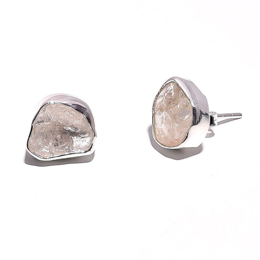 Raw Clear Quartz Earrings Sterling Silver 925 - healingenergytools