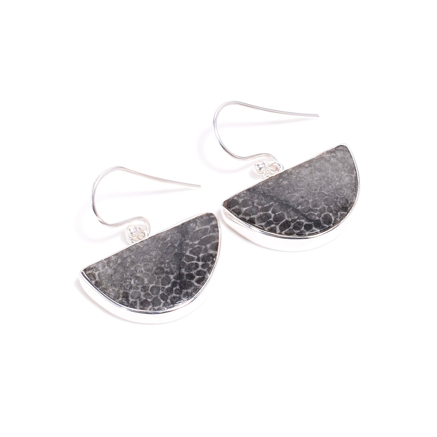 Black Coral Earrings Sterling Silver 925