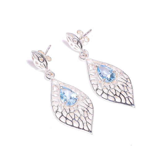 Blue Topaz Earrings Sterling Silver 952