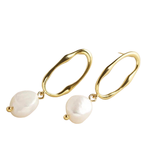 Pearl Earrings Sterling Silver 925/ Gold 24k Plated