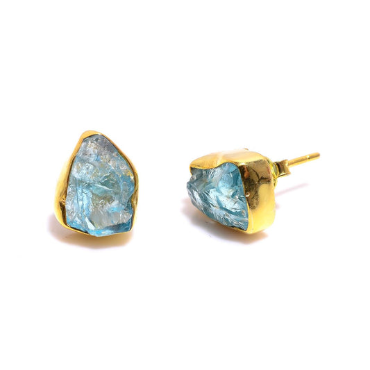Raw Sky Apatite Earrings Sterling Silver 925 Gold 24k Plated