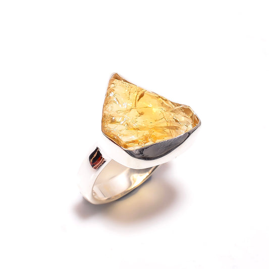 Raw Citrine Ring Sterling Silver 925