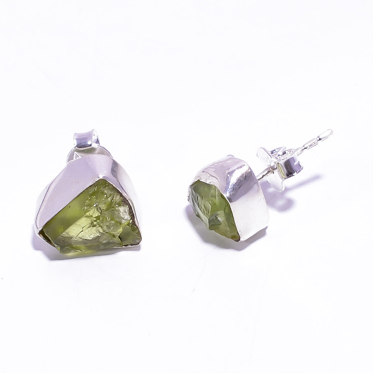 Raw Peridot Earrings Sterling Silver 925 - healingenergytools